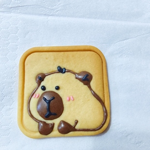 卡皮巴拉零食水豚卡通手工饼干可爱头像黄油曲奇diy糖霜散水饼