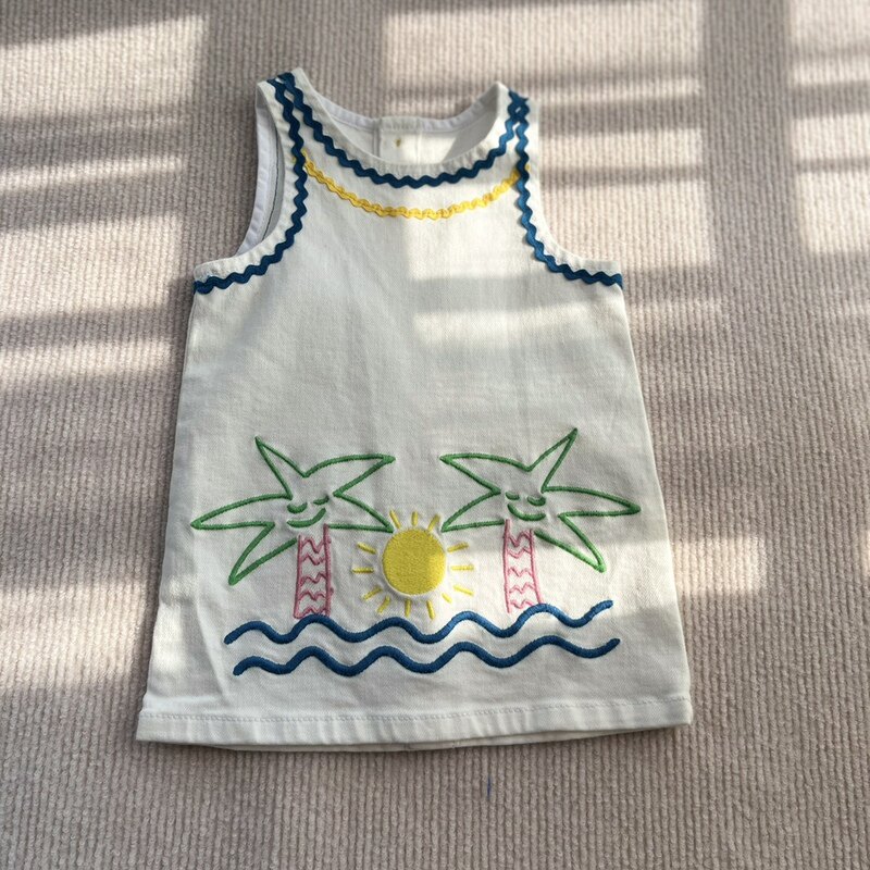 元 英国 Stell* 白色背心裙夏季女童甜美碎花连衣裙清新百搭可爱