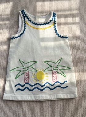 元 英国 Stell* 白色背心裙夏季女童甜美碎花连衣裙清新百搭可爱