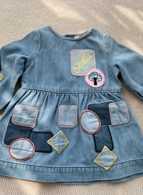 元 英国 Stell* 宝宝夏季牛仔连衣裙儿童洋气公主裙西装薄款