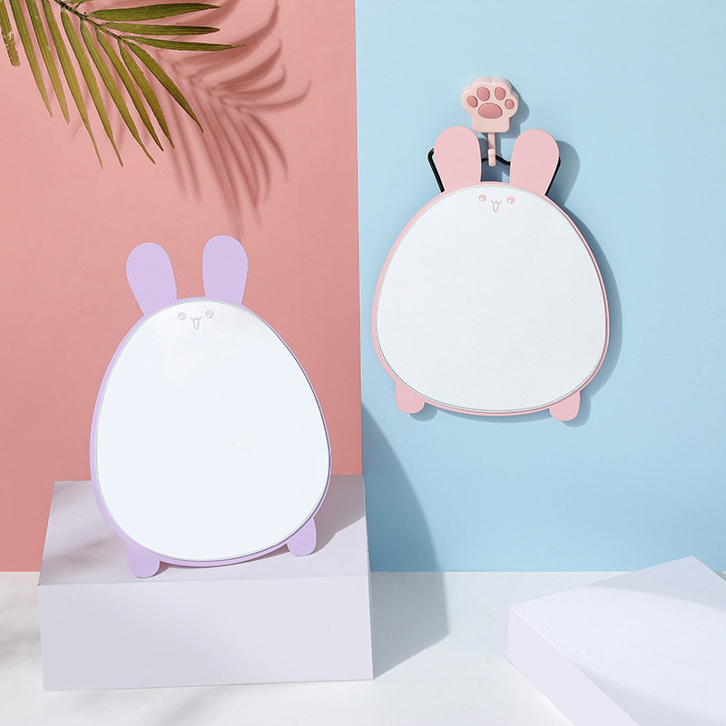 创意卡通台式单面镜家居桌面镜可折叠挂墙铁艺梳妆美妆镜子