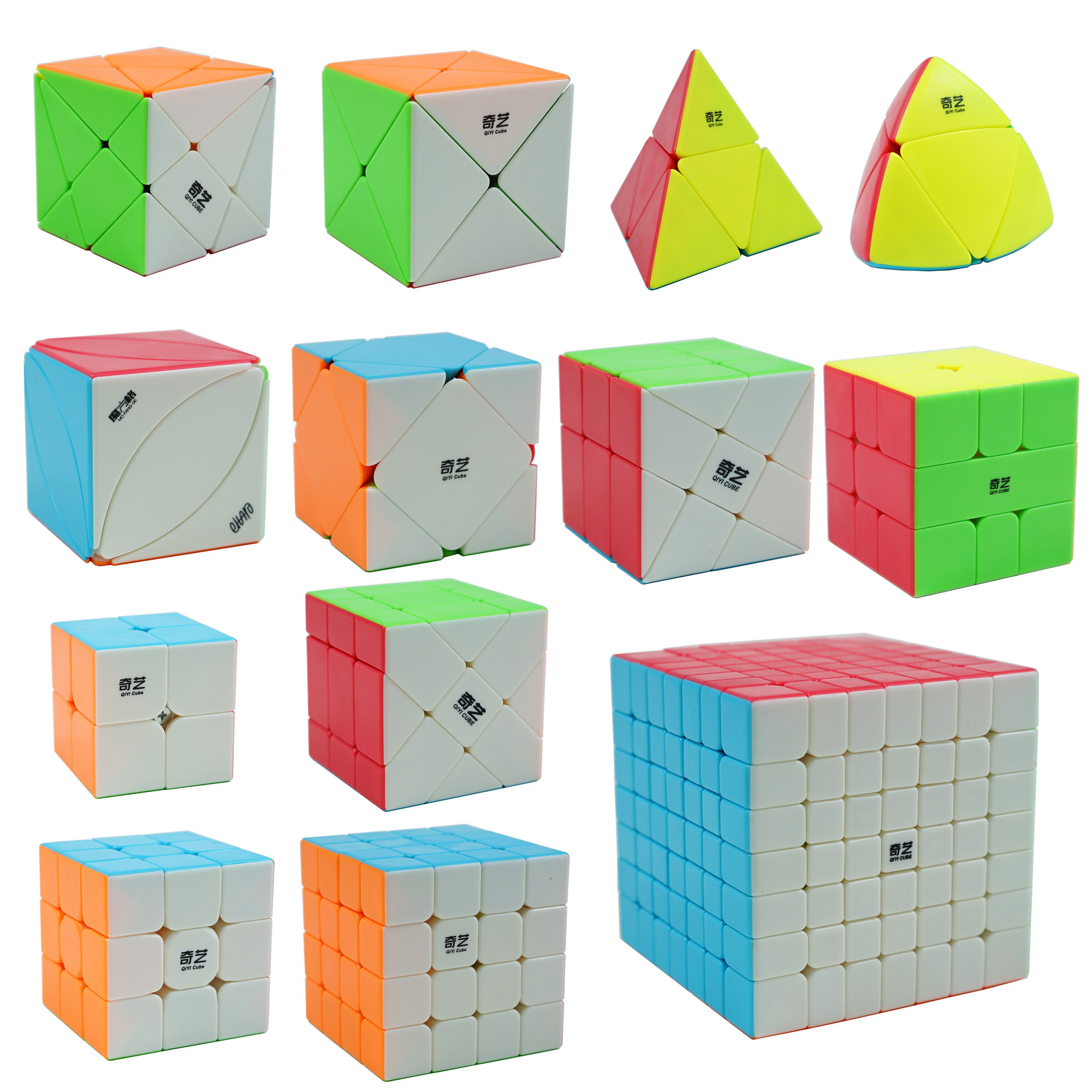 奇艺魔方格三阶魔方2二4四5五6六七斜转异形顺滑初学者套装玩具