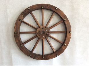 饰品方向盘车轮摆件复古 实木墙壁橱窗挂件风水轮立体圆形装 包邮