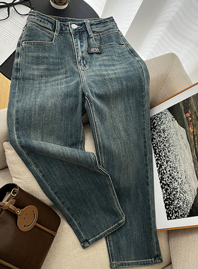 1CoMo新款百搭时尚韩版日常通勤舒适爆款高腰水洗牛仔铅笔裤18177