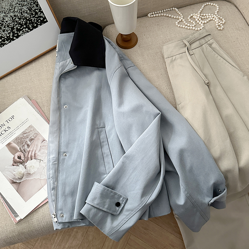 1CoMo 天丝混纺翻领防风宽松型小众韩版设计感领子可拆卸外套1500