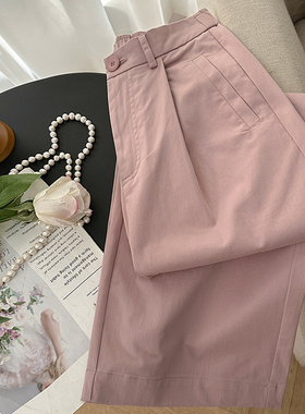 1CoMo 新款全棉高腰韩版设计感宽松显瘦松紧腰气质阔腿休闲裤6211