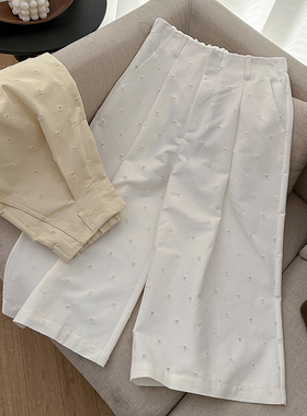 1CoMo 新款全棉韩版设计感显瘦夏季宽松高腰舒适气质五分裤9118