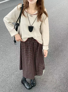 CoMo 翻领木扣针织衫慵懒风宽松显瘦温柔系毛衣复古上衣872