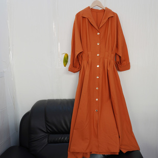 女装连衣裙女士西服裙2026春季新款时尚气质优雅连衣裙橘色休闲裙