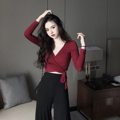 短款长袖上衣jazz跳舞服爵士舞蹈服女性感韩国女团同款嘻哈演出服