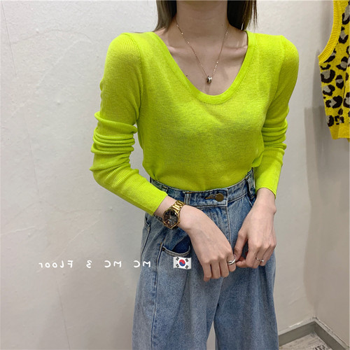 羊绒衫女精纺超薄V领纯色微透修身羊毛打底毛衣针织2025秋冬新款