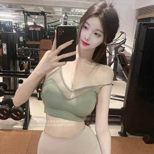 MG562性感网纱微透 女人味带胸垫瑜伽运动吊带背心se