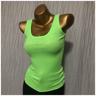 荧光绿色T恤百搭打底衫大U领紧身外穿无袖运动背心吊带潮上衣女