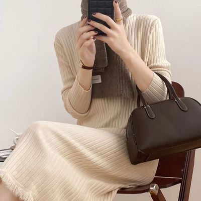 高级感长款过膝毛衣连衣裙打底裙