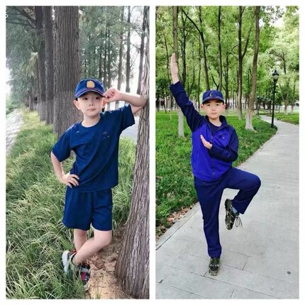 儿童小消员服装体能训练服小孩子短袖T恤小朋友夏令营长袖套装