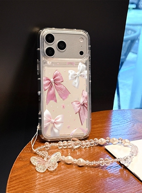 Butterfly bracelet bow heart clear case适用iphone 11 12 13 14 15 16 plus 17 pro max