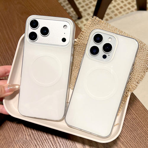 Premium White Large Cutout IMD Magnetic Phone Case 适用 iPhone 17 Pro Max 16 15 14 13 12