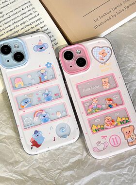 Cute Bear Case Compatible 适用 iPhone 14/13/12/11/XS/XR Soft Full-Body Protective Cover for Couples