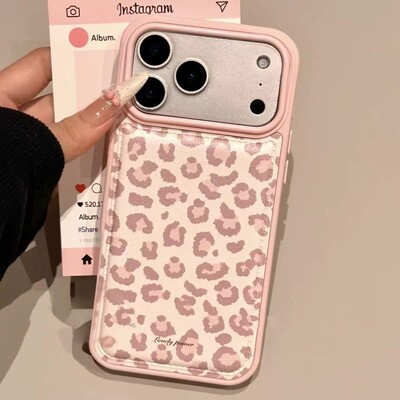 Pink Leopard Print Cute Soft Phone Case for Women Compatible 适用 iPhone 17 16 Pro Max 15 14 13