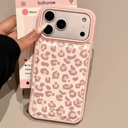 Pink Leopard Print Cute Soft Phone Case for Women Compatible 适用 iPhone 17 16 Pro Max 15 14 13