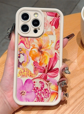 Colorful hibiscus flowers soft case适用iphone 11 12 13 14 15 16 17 pro max XR XS MAX 7 8 PLUS