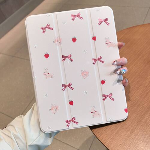 Cute Bow Cartoon Acrylic iPad Case for iPad Air 8 11.5S, iPad 11th Gen 11 Inch iPad Pro 7/8/9 10.2
