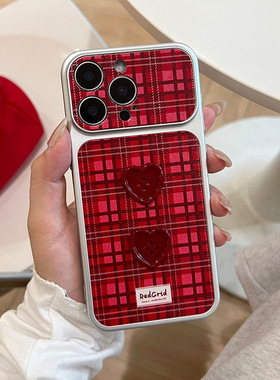 British Plaid Full Coverage Leather Sticker Corning Phone Case 适用 iPhone 17 Pro Max 16 15 14 13 12