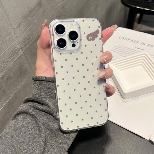 Full Printed Star Wing Decor Clear Shockproof Hard Phone Case 适用 iPhone 17 16 Pro Max 15 14 13 12