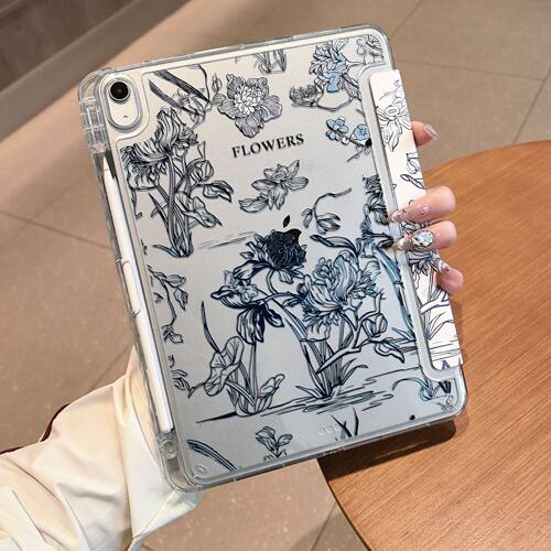 Cartoon Floral Acrylic iPad Case 适用 iPad Air 11 A16, 10.2 Inch & 11.5 Inch iPad