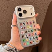 Hard Color 适用 Pattern Case Font iPhone Shockproof Pro Silver Max Cover