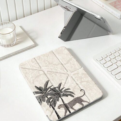 Coconut Tree Leopard iPad Case Pencil Holder Anti Bend Acrylic Cover 适用 iPad 11 Pro 11 Air 7 6 A16