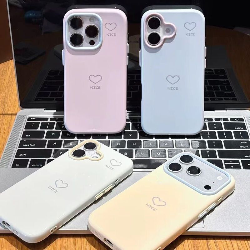 Line Heart Macaron Color Block Phone Case Minimal Protective Cover 适用 iPhone 17 Pro Max 16 15 14