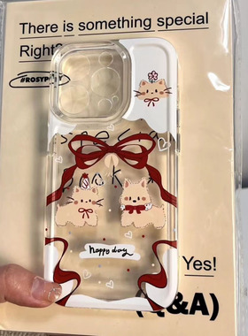 Butterfly silk cartoon cat clear case适用iphone 11 12 13 14 15 16 17 pro max XR XS MAX 7 8 PLUS