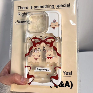 Butterfly silk cartoon cat clear case适用iphone 11 12 13 14 15 16 17 pro max XR XS MAX 7 8 PLUS