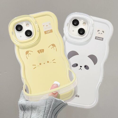 Wave Frame Cartoon Cat Panda Bench Phone Case 适用 iPhone18 17 Pro Max 16 15 14 Shockproof Cover