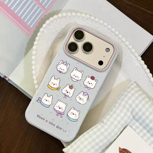 Cute Full Print White Puppy Phone Case 适用 iPhone 18 Pro Max 17 16 15 14 13 12 Shockproof Cover