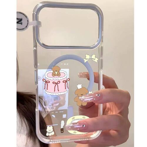 Cake Puppy Clear Magnetic Phone Case 适用 iPhone 18 Pro Max 17 16 15 14 Transparent Protective Cover