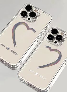 情侣Left right hearts Love clear case适用iphone11 12 13 14 15 16 pro max XR XS MAX7 8PLUS