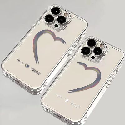 情侣Left right hearts Love clear case适用iphone11 12 13 14 15 16 pro max XR XS MAX7 8PLUS