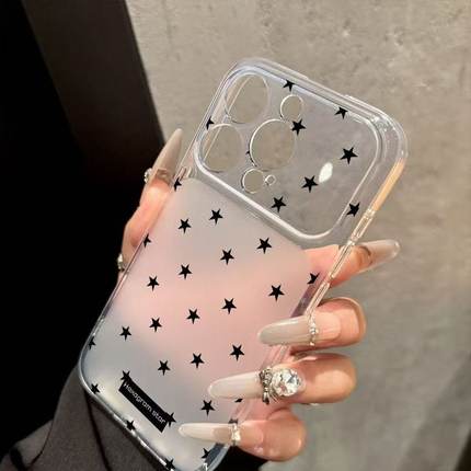 Girl Star matte clear case适用iphone 11 12 13 14 15 16 plus 17 pro max