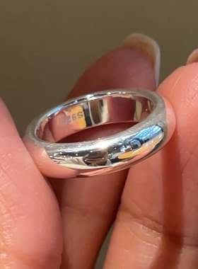 韩国正品 质感厚实纯银925 简约时尚泥鳅背戒指 配饰