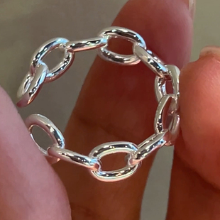 Aililyba通体925纯银戒指时尚立体链条素圈组合叠戴长期主义配饰