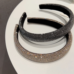 女2025新款 韩国高级感高颅顶头饰发箍闪闪发饰宽边发箍显脸小头箍