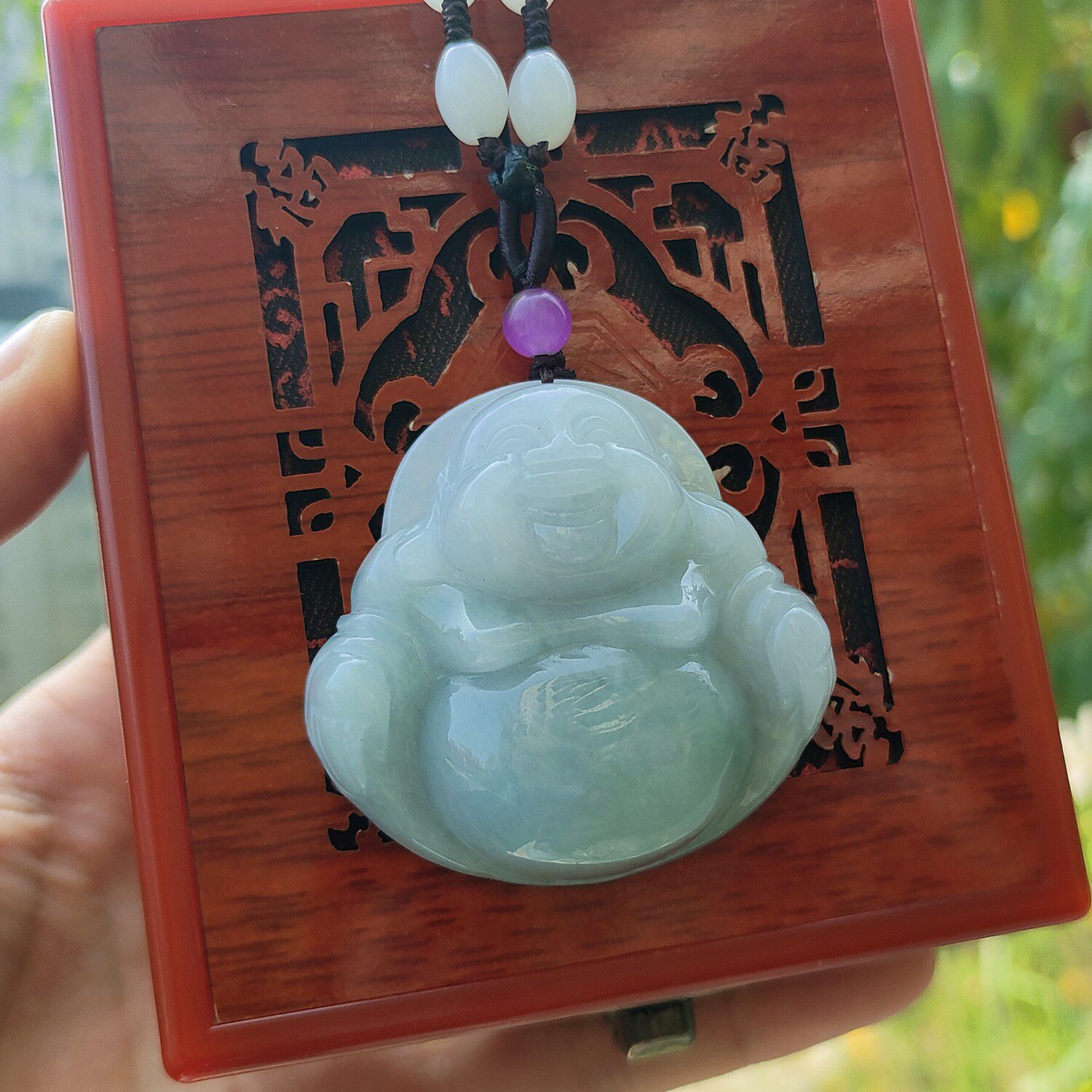 缅甸天然翡翠弥勒佛公平安吊坠