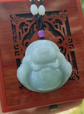 缅甸天然翡翠弥勒佛公平安吊坠