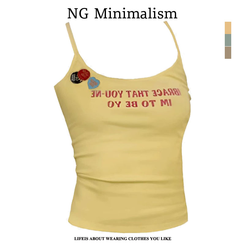 NG Mini  上新 黄色印字背心女辣妹吊带