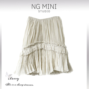 NG Minimalism 小众设计感褶饰花边半身裙夏季新品温柔氛围感半裙