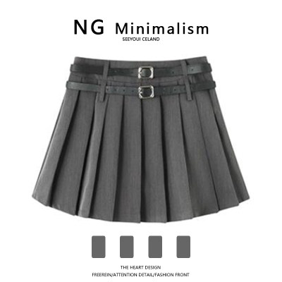 NG Minimalism百褶裙短裙春夏季新款高腰显瘦半身裙黑色a字学院女