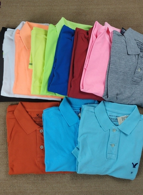 美国正品 American Eagle/AE美国鹰 男士夏季纯色休闲短袖Polo衫