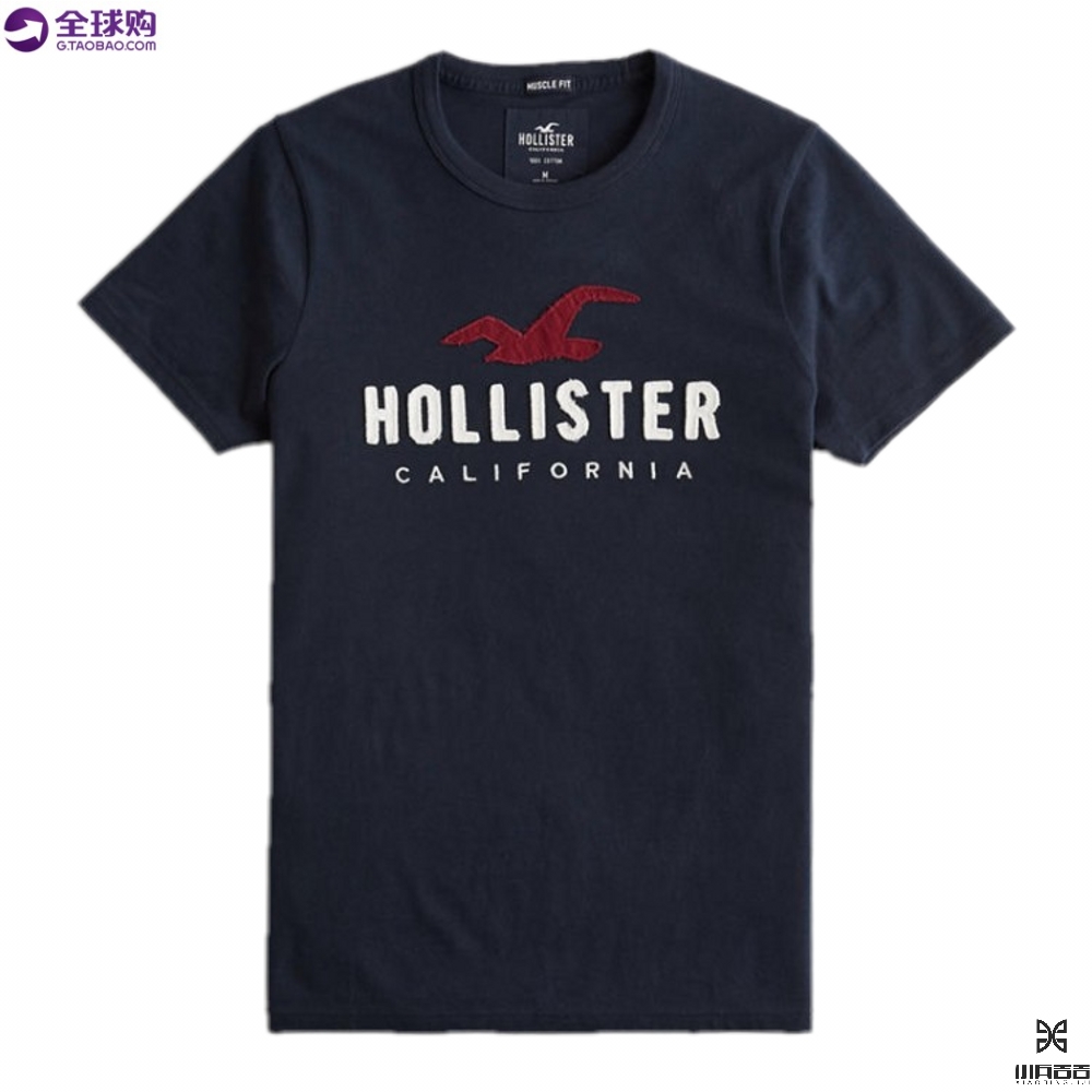 美国 Hollister/海鸥 新款男士经典夏季刺绣LOGO图案圆领短袖T恤 男装 T恤 原图主图